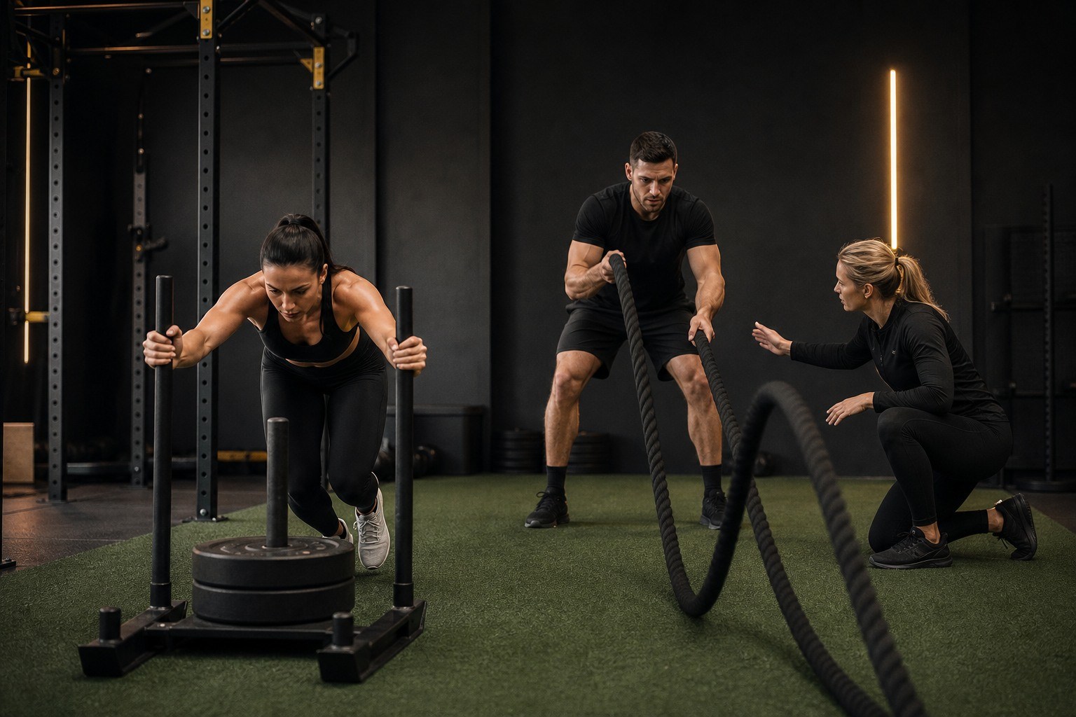 Coach-led HYROX conditioning session